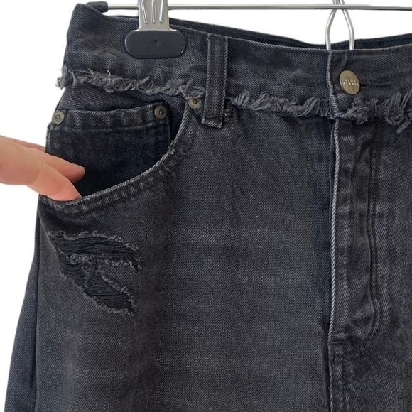 NEON Blonde Siren Mum Fit High Rise Denim Jeans Frayed Black Wash Women's 28 - Picture 4 of 16